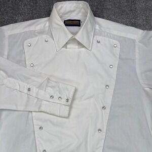 Vtg PANHANDLE SLIM Pearl Snap Bib Shirt Men's M/L 44" White Long Sleeve Western